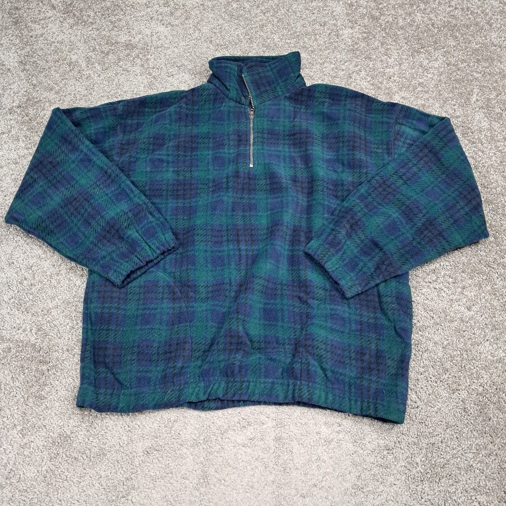 Golf Classics by Munsingwear Mens XL Green Plaid Quarter Zip Fleece Pullover